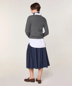 Online Rodier Pull col rond en laine mérinos gris foncé