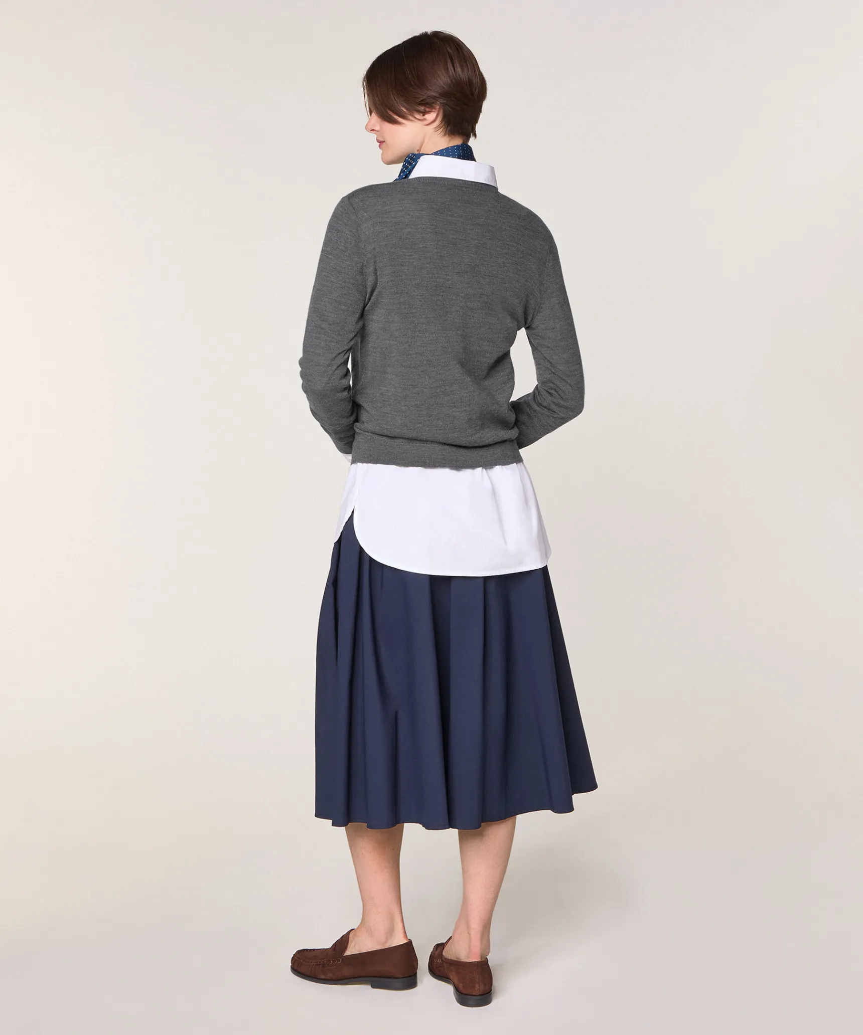 Online Rodier Pull col rond en laine mérinos gris foncé