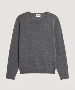 Online Rodier Pull col rond en laine mérinos gris foncé