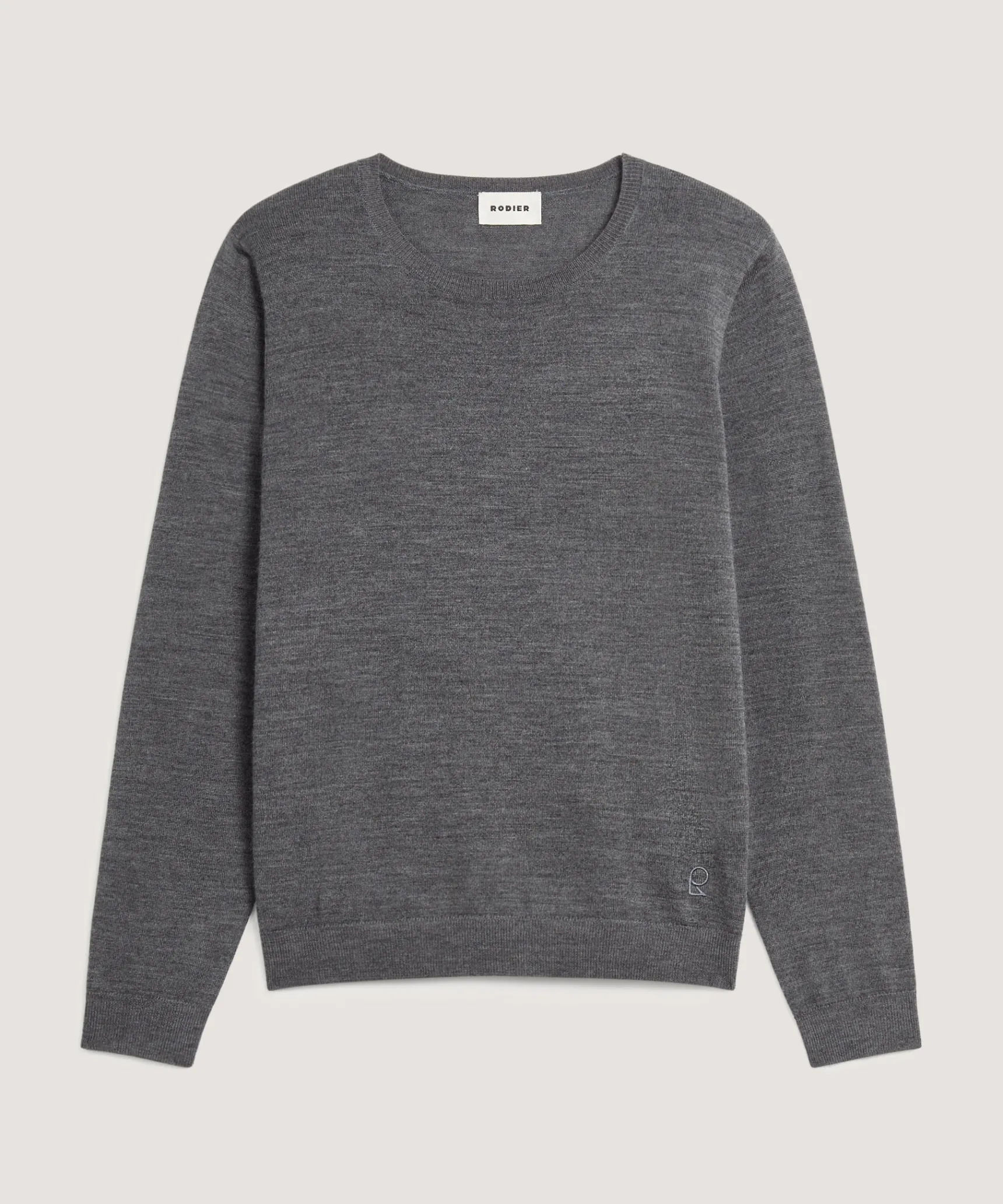 Online Rodier Pull col rond en laine mérinos gris foncé