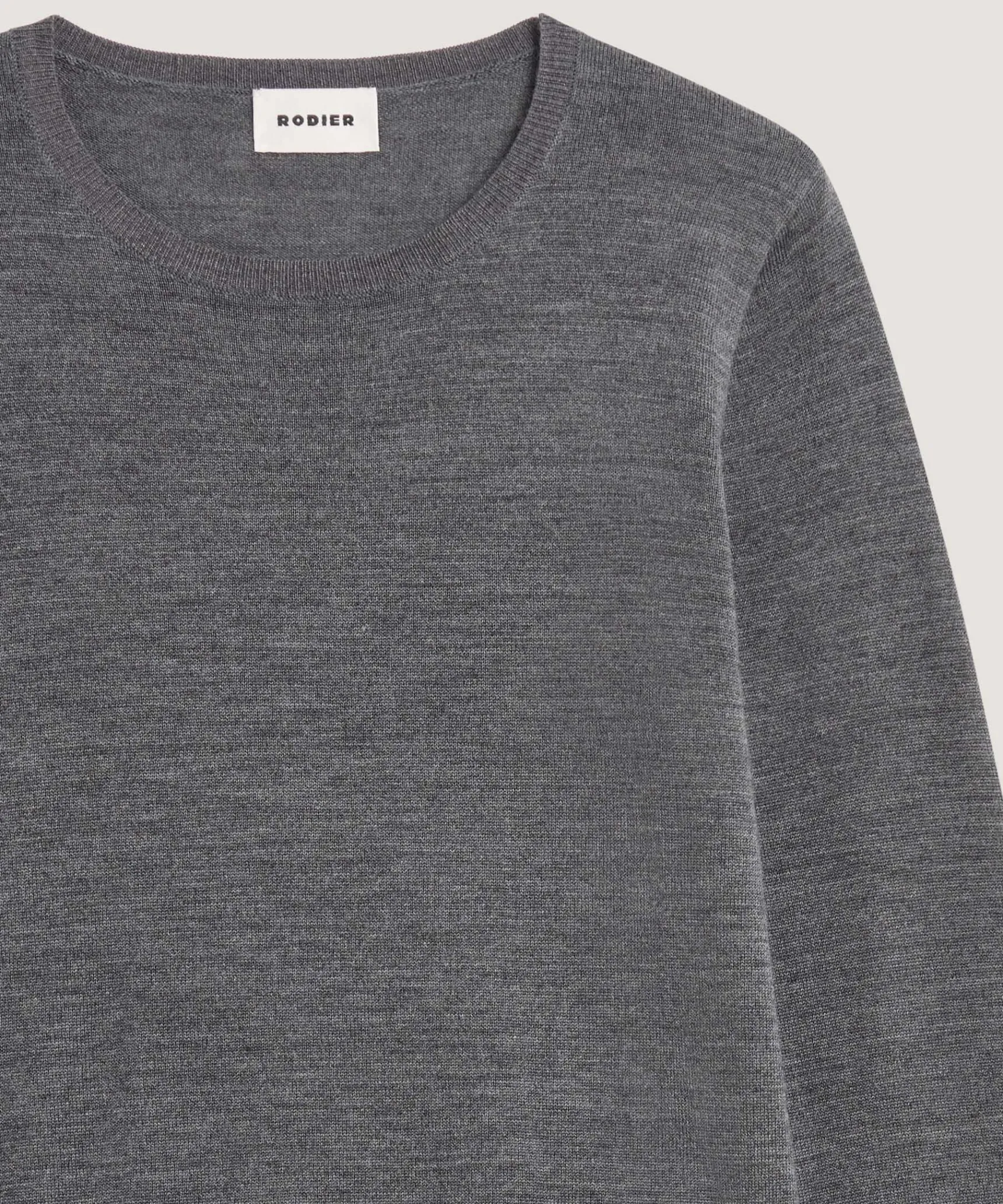Online Rodier Pull col rond en laine mérinos gris foncé