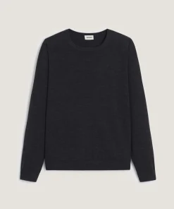 Clearance Rodier Pull col rond en laine mérinos gris anthracite