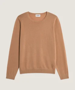 New Rodier Pull col rond en laine mérinos marron camel