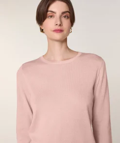Outlet Rodier Pull col rond en laine mérinos rose perle