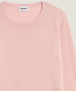 Outlet Rodier Pull col rond en laine mérinos rose perle
