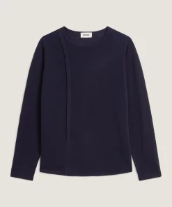 Hot Rodier Pull col rond en laine mérinos bleu marine