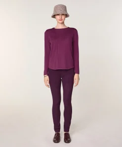 Online Rodier Pull col rond en laine mérinos violet cassis
