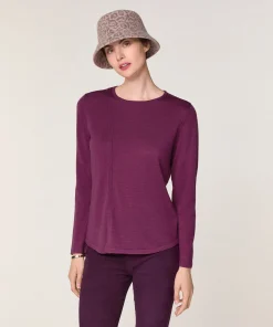 Online Rodier Pull col rond en laine mérinos violet cassis