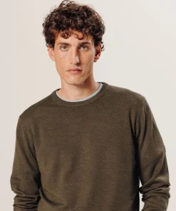 Sale Rodier Pull col rond en laine mérinos marron écorce
