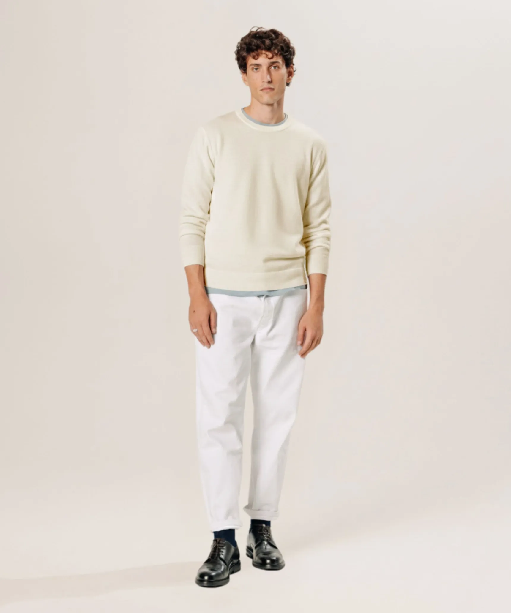 Rodier Pull col rond en laine mérinos blanc écru