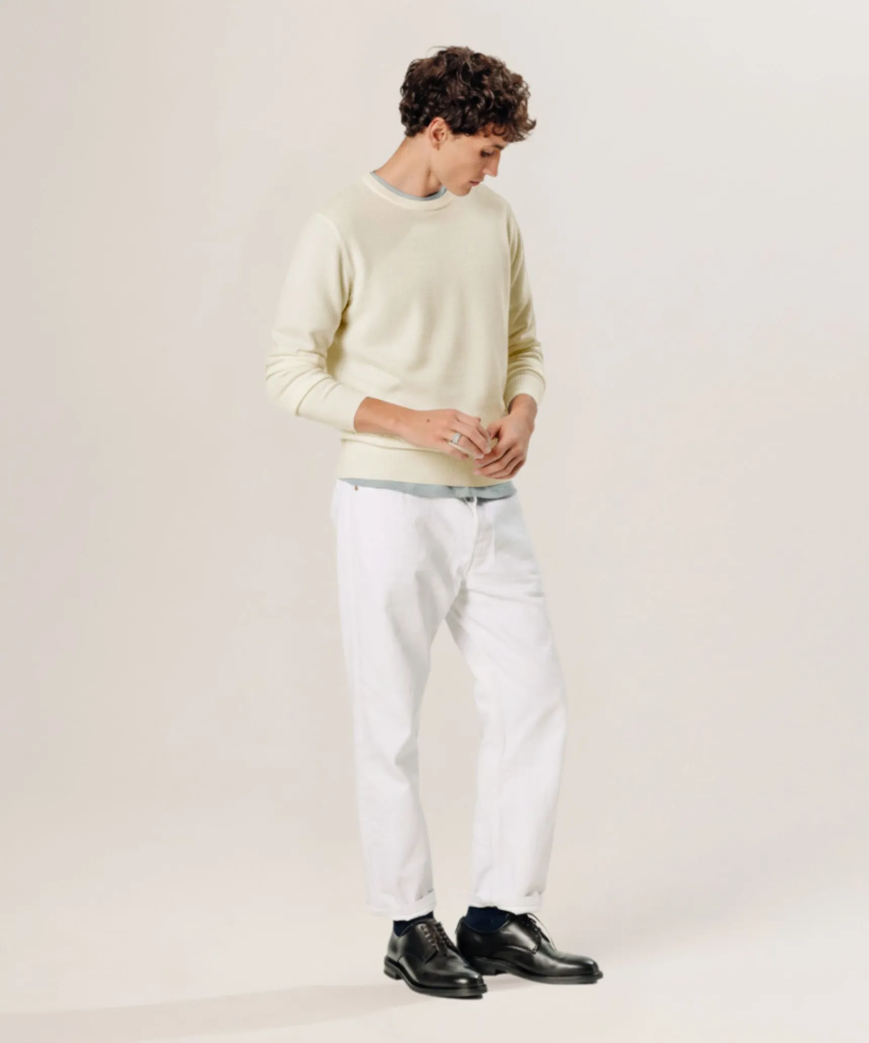 Rodier Pull col rond en laine mérinos blanc écru