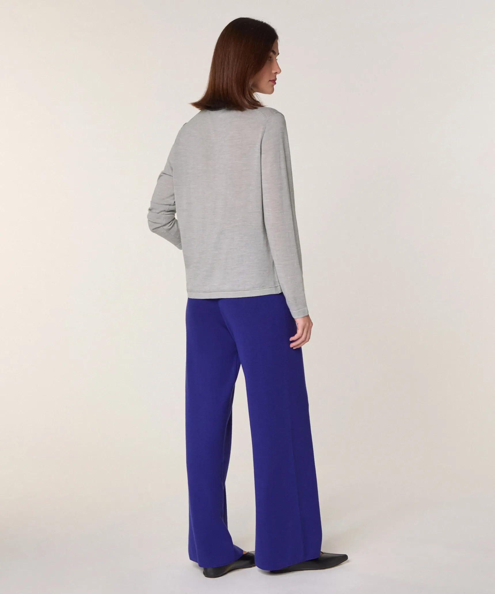 Hot Rodier Pull col rond en laine mérinos gris clair