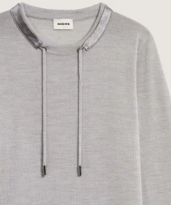 Hot Rodier Pull col rond en laine mérinos gris clair