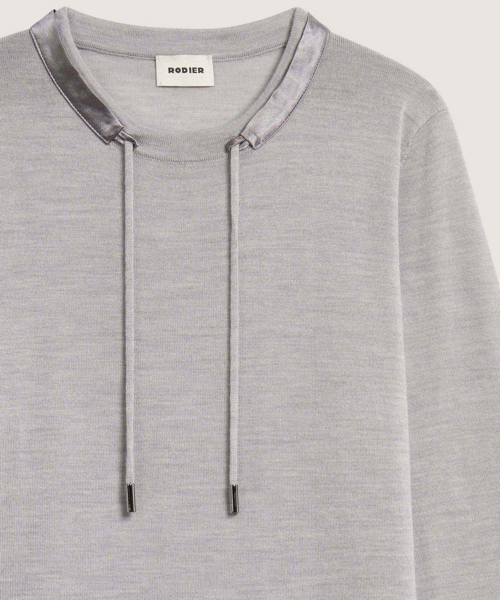 Hot Rodier Pull col rond en laine mérinos gris clair