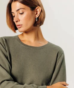 Sale Rodier Pull col rond en laine mérinos vert olive