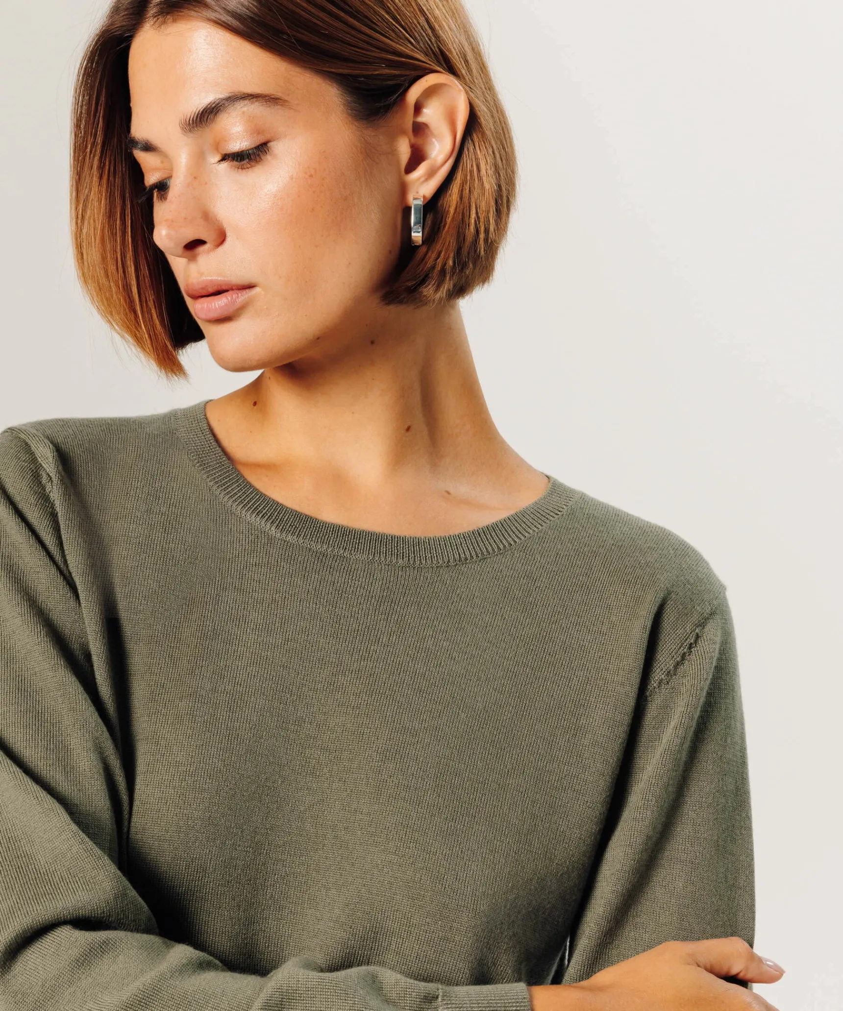 Sale Rodier Pull col rond en laine mérinos vert olive