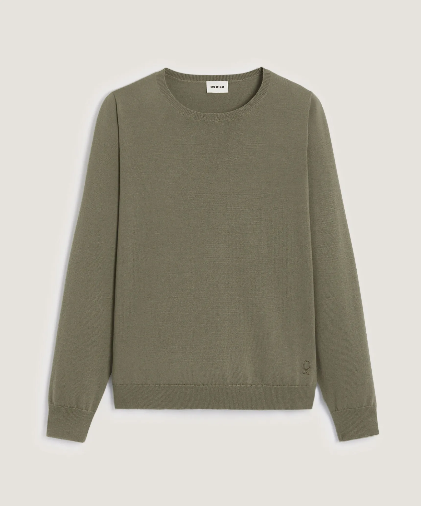 Sale Rodier Pull col rond en laine mérinos vert olive