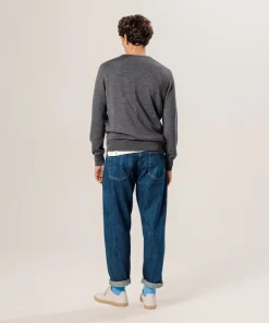 Best Rodier Pull col rond en laine mérinos gris foncé