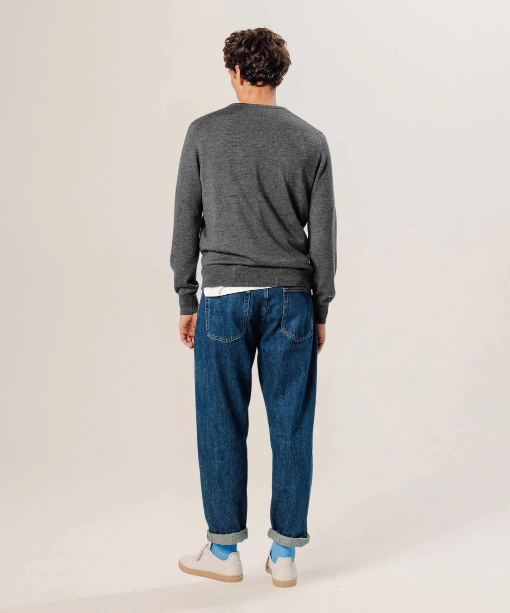 Best Rodier Pull col rond en laine mérinos gris foncé