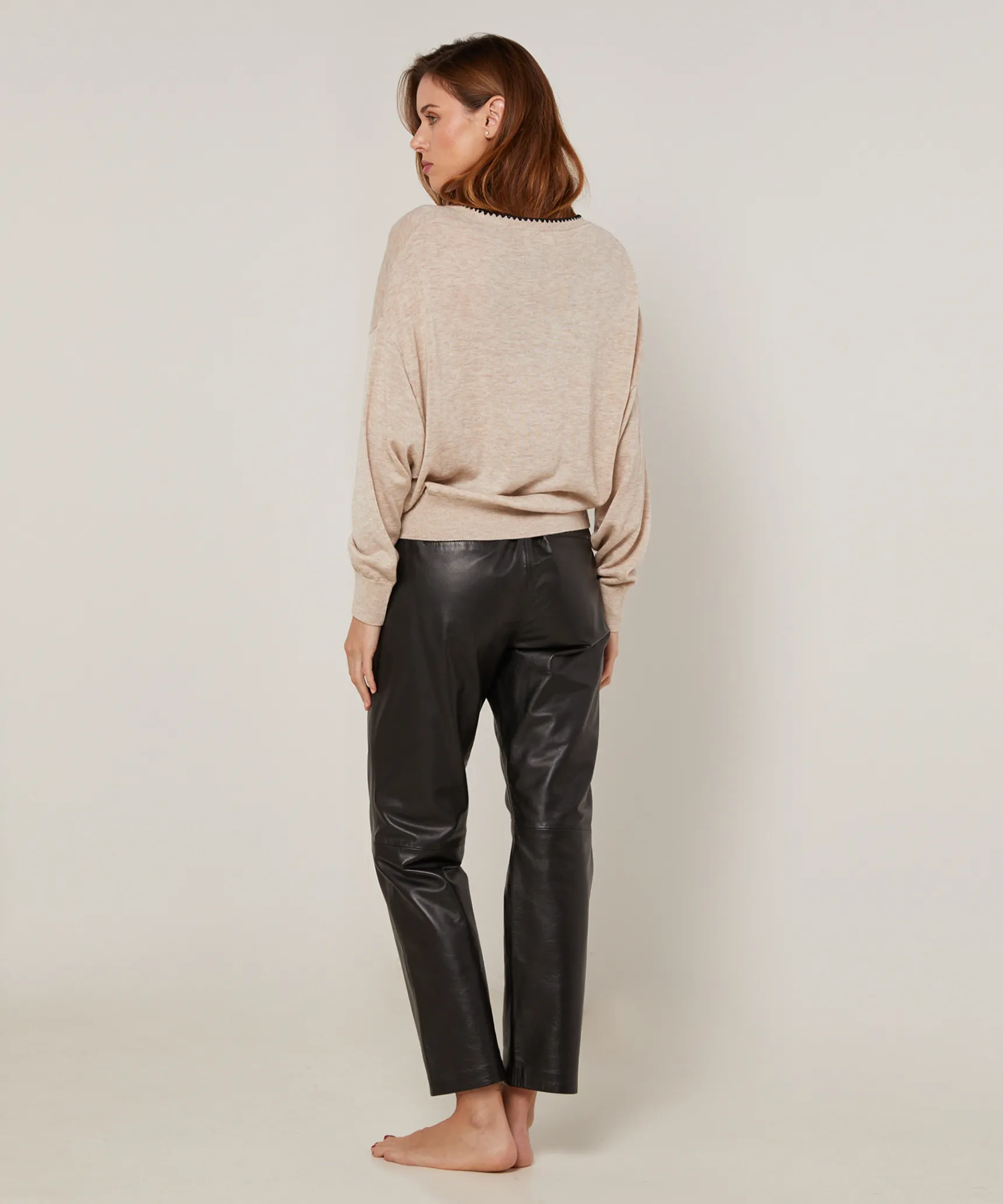 Discount Rodier Pull col rond en maille fine beige