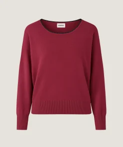 New Rodier Pull col rond en maille fine rouge grenat
