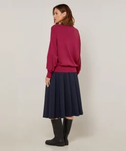 New Rodier Pull col rond en maille fine rouge grenat