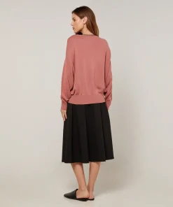 Rodier Pull col rond en maille fine bois de rose