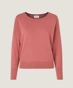 Rodier Pull col rond en maille fine bois de rose
