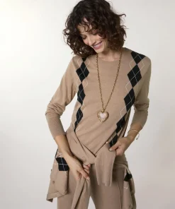Rodier Pull col rond jacquard marron moka