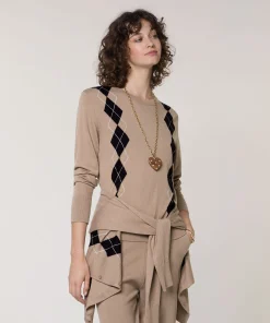 Rodier Pull col rond jacquard marron moka