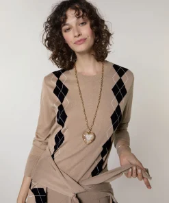 Rodier Pull col rond jacquard marron moka