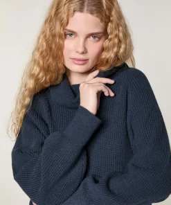 New Rodier Pull col roulé à côtes bleu denim