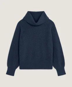 New Rodier Pull col roulé à côtes bleu denim