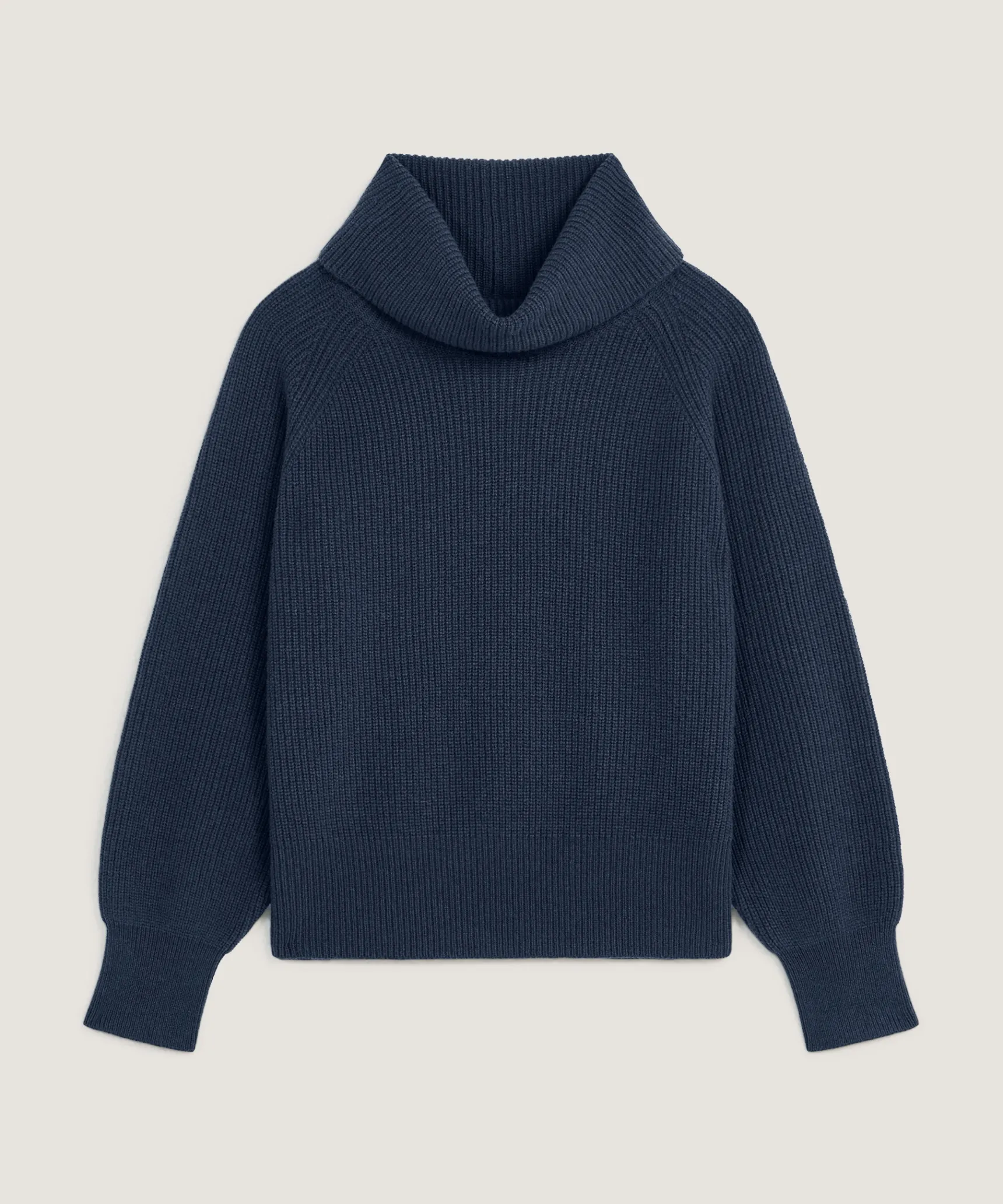 New Rodier Pull col roulé à côtes bleu denim