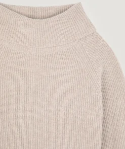 Online Rodier Pull col roulé à côtes beige chiné