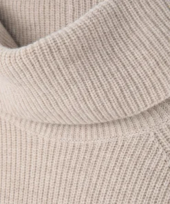 Online Rodier Pull col roulé à côtes beige chiné