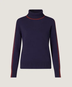 Online Rodier Pull col roulé bicolore bleu denim