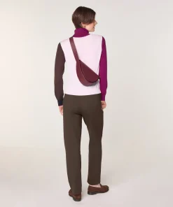 Rodier Pull col roulé color block en laine mérinos rose pâle