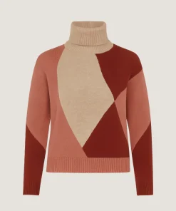 Rodier Pull col roulé colorblock beige