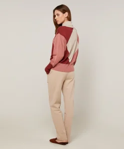 Rodier Pull col roulé colorblock beige