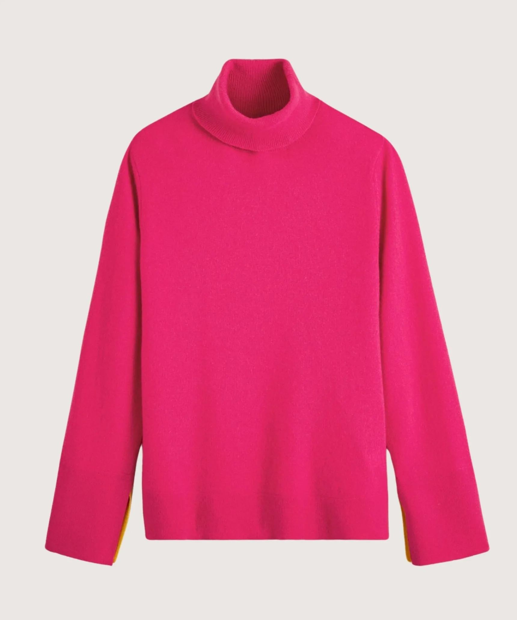 Rodier Pull col roulé en cachemire rose tonique