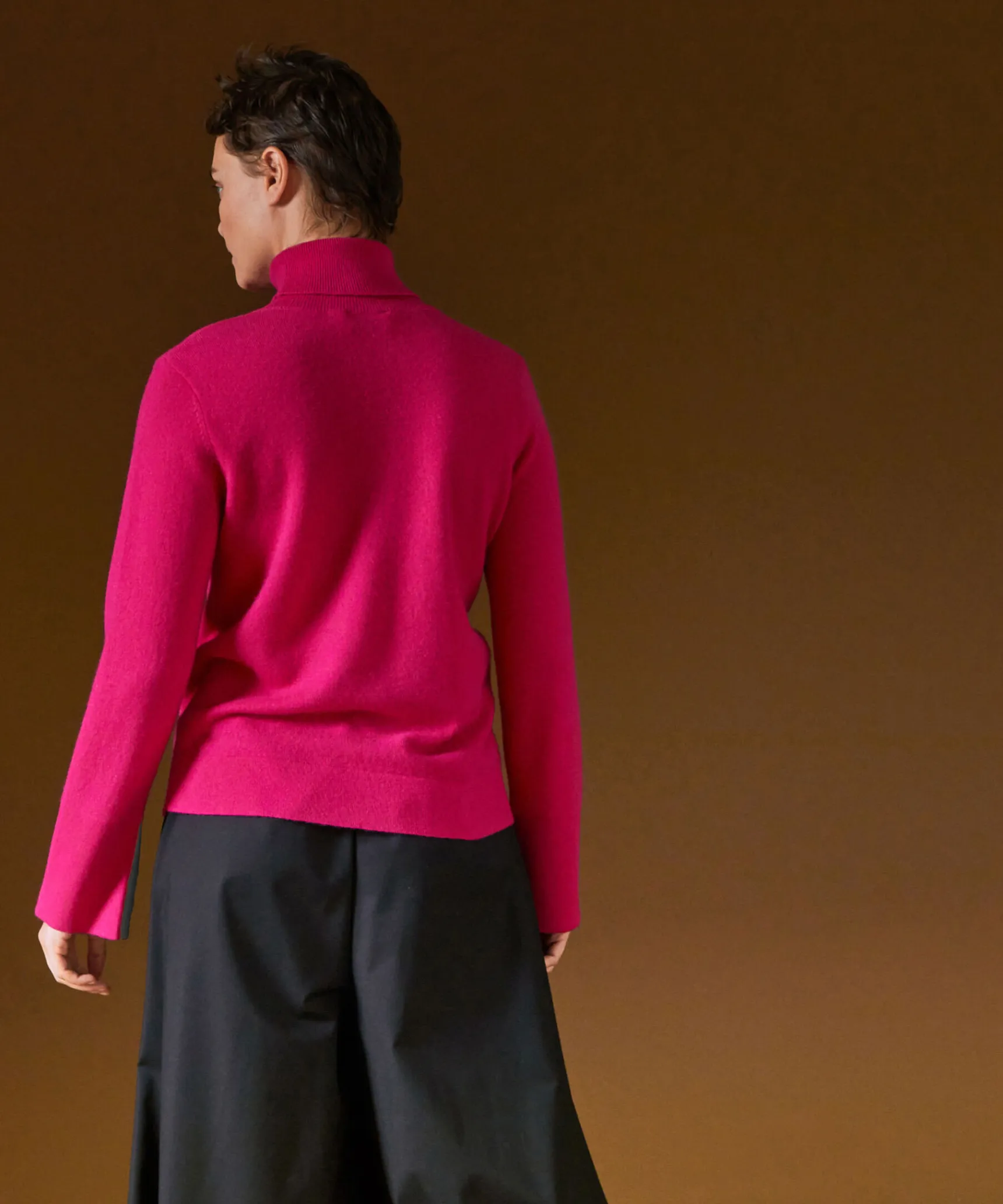Rodier Pull col roulé en cachemire rose tonique