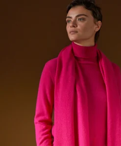 Rodier Pull col roulé en cachemire rose tonique