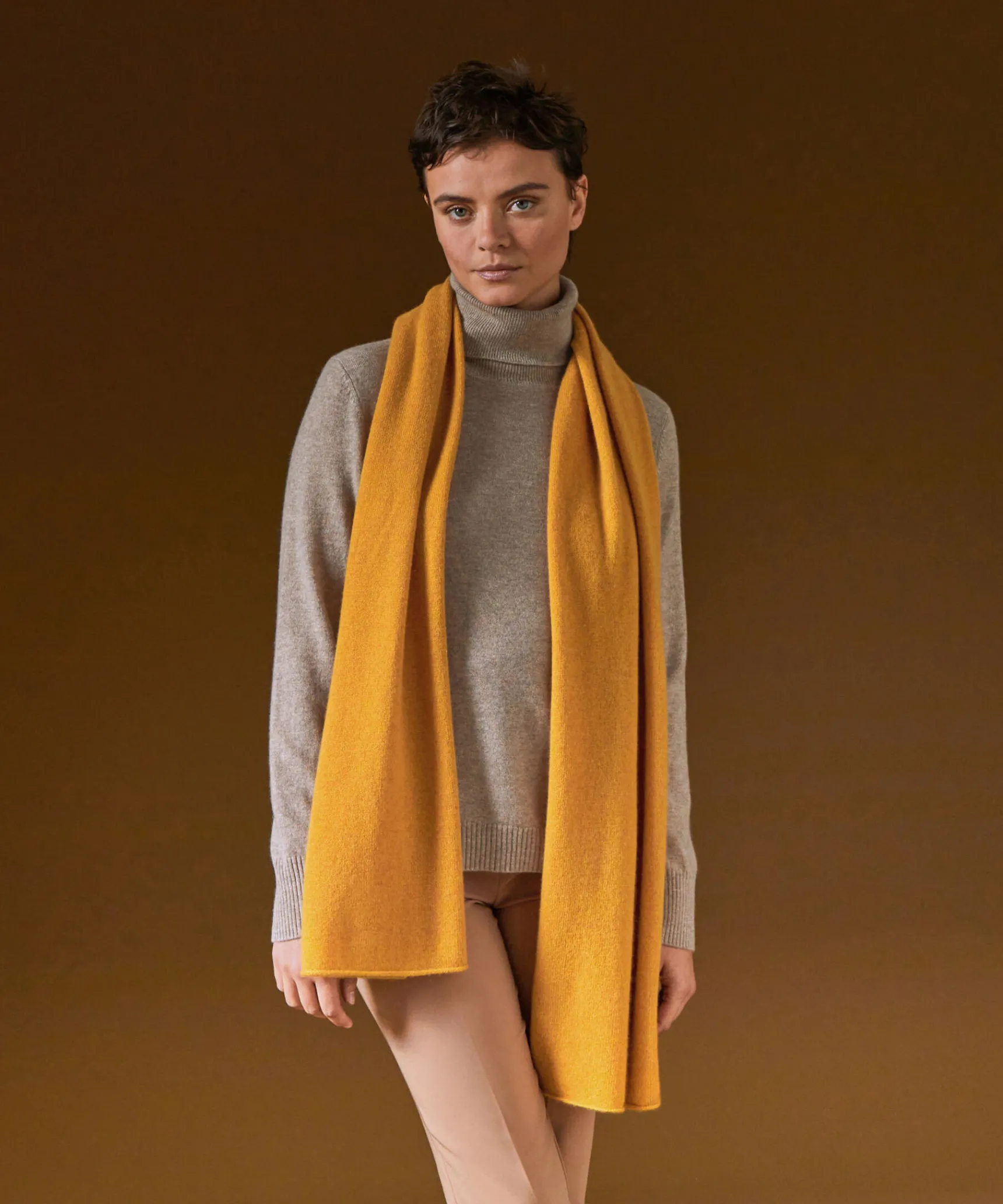 Online Rodier Pull col roulé en cachemire marron taupe