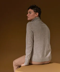 Online Rodier Pull col roulé en cachemire marron taupe