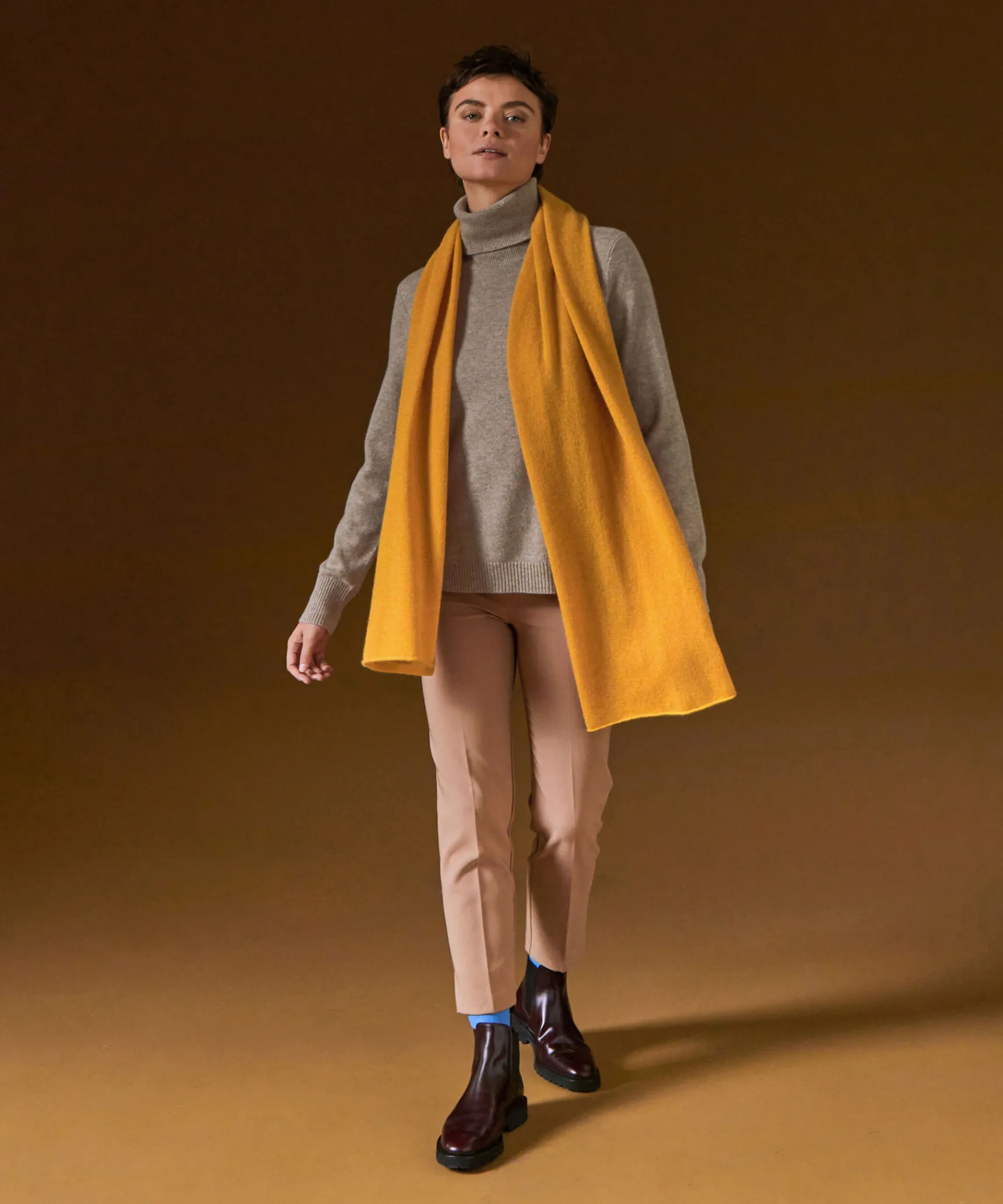 Online Rodier Pull col roulé en cachemire marron taupe