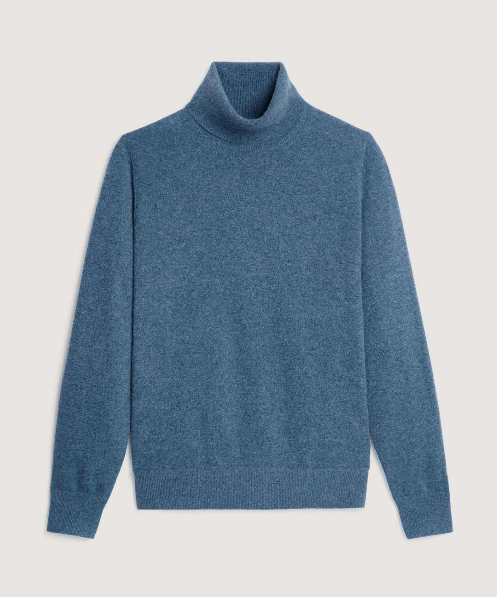 New Rodier Pull col roulé en cachemire bleu
