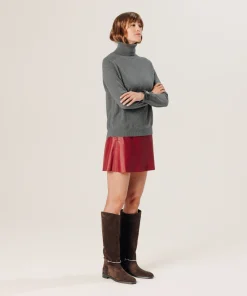 Discount Rodier Pull col roulé en cachemire gris moyen