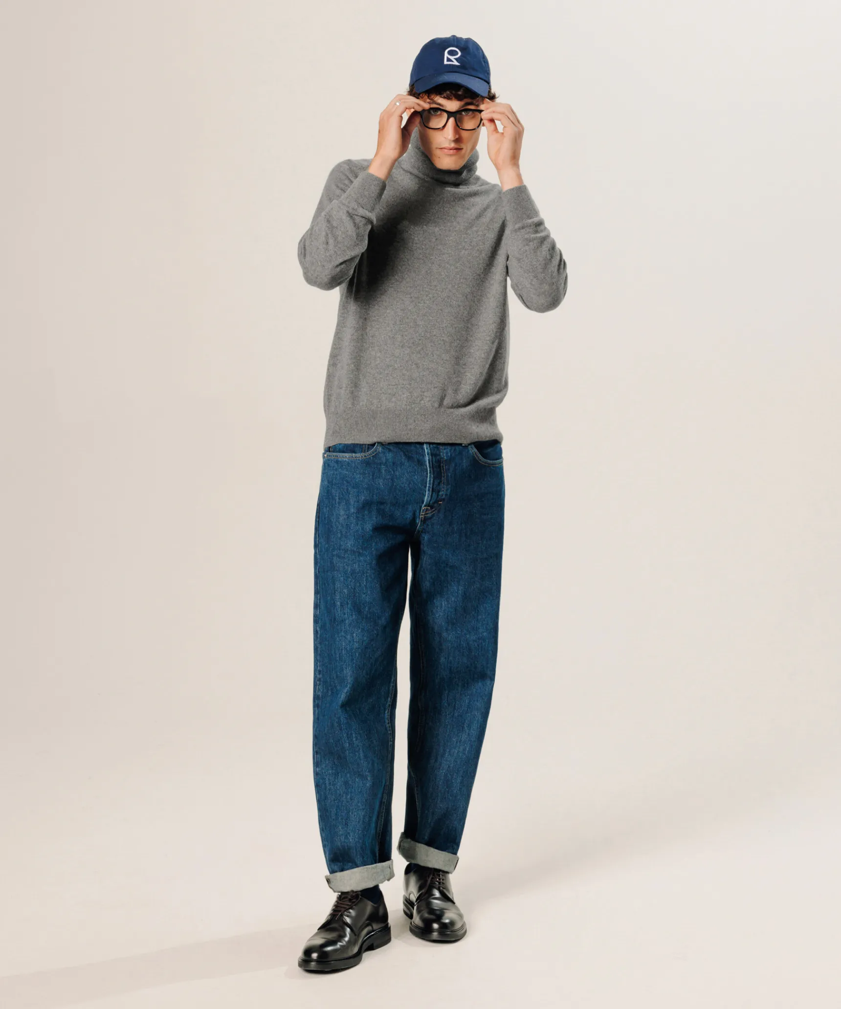 Clearance Rodier Pull col roulé en cachemire gris moyen