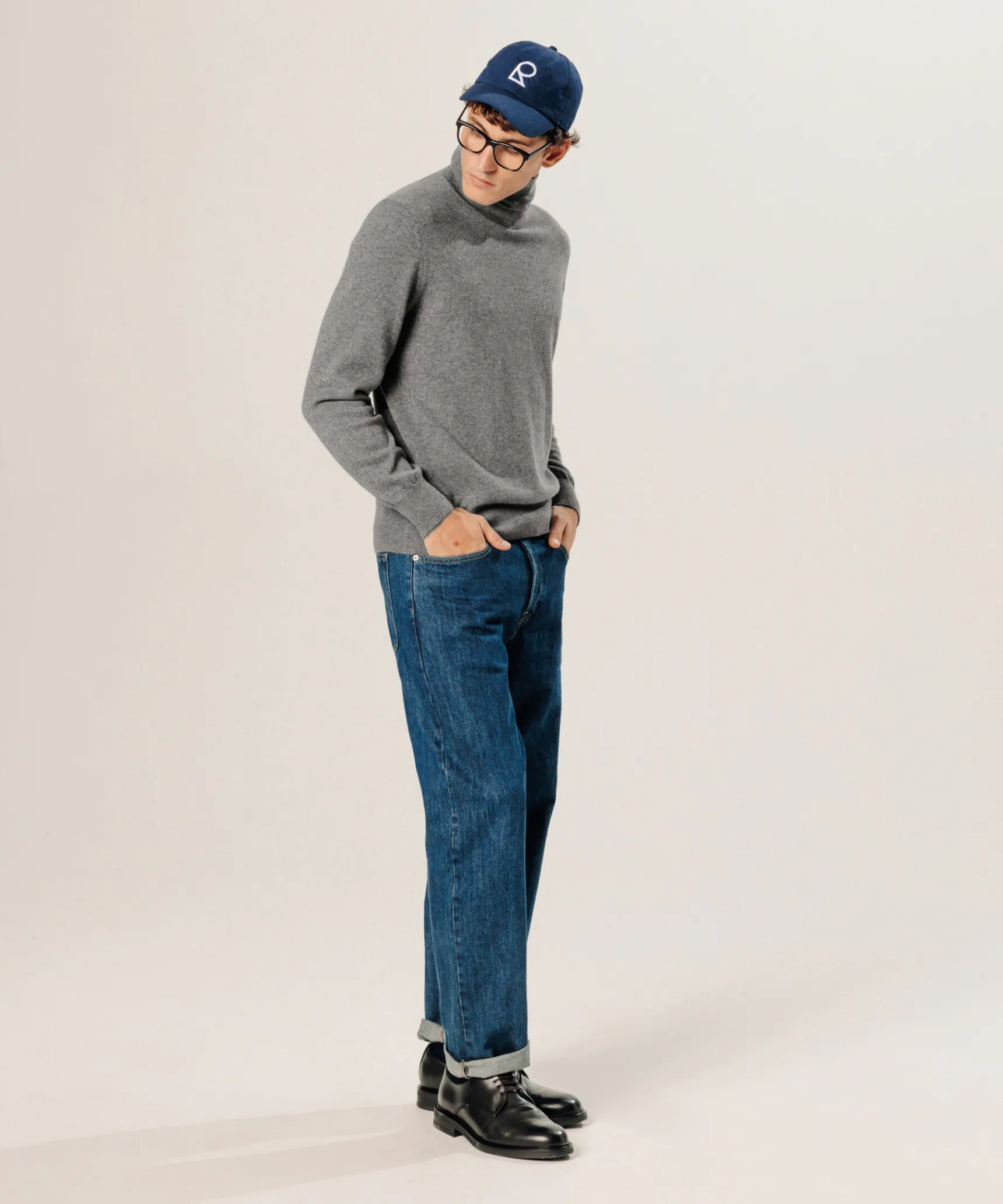 Clearance Rodier Pull col roulé en cachemire gris moyen